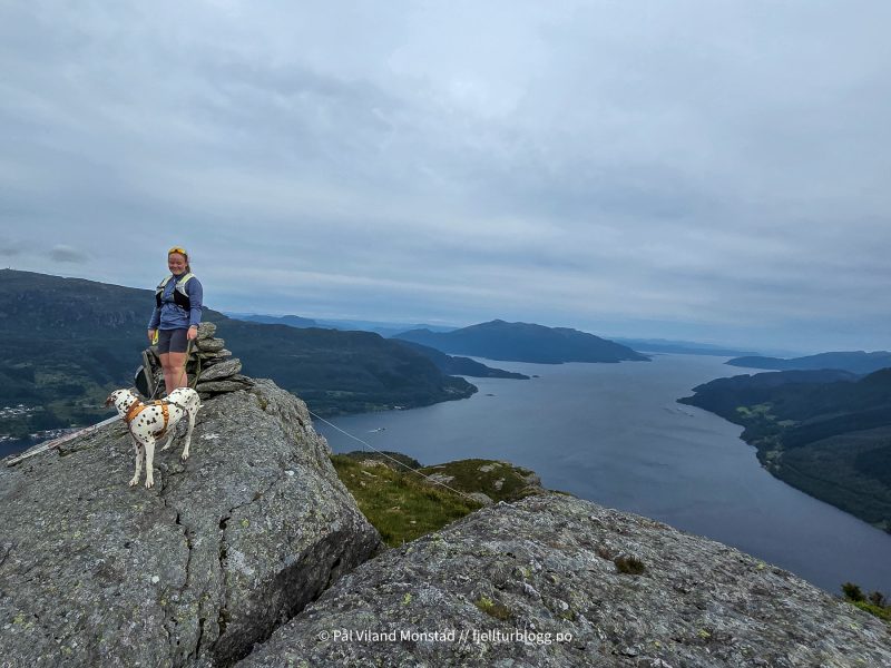 Fra toppen, med utsikt ut Sandeidfjorden.